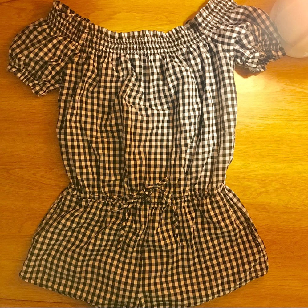 Forever 21 Off the Shoulder Gingham Romper